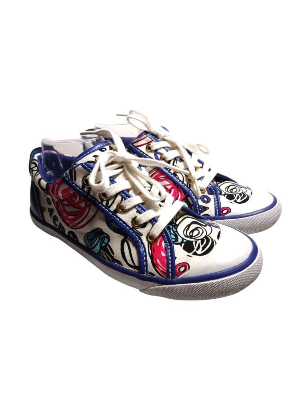 Coach Womens Poppy Graffiti Canvas Sneakers Size 8 Floral Casual Shoes Retro - Picture 3 of 15
